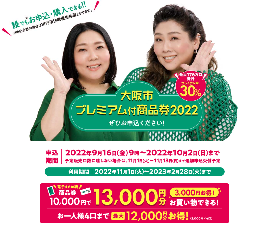 大阪市プレミアム付商品券は、2/28まで当院でも使えます！
